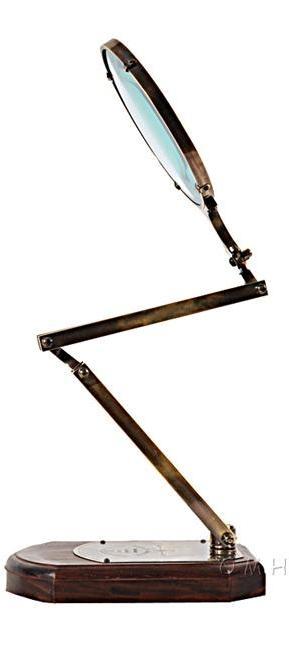 Magnifying Glass Shiny Black Brass Wooden