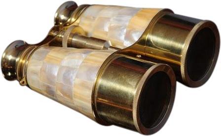Binoculars Mother Of Pearl Wood Box New