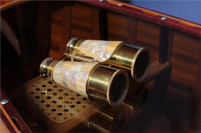 Binoculars Mother Of Pearl Wood Box New