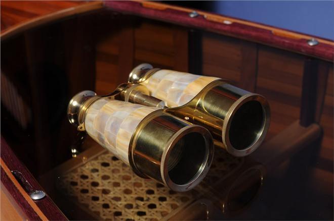 Binoculars Mother Of Pearl Wood Box New