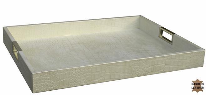 Serving Tray SARREID Pearl White Leather
