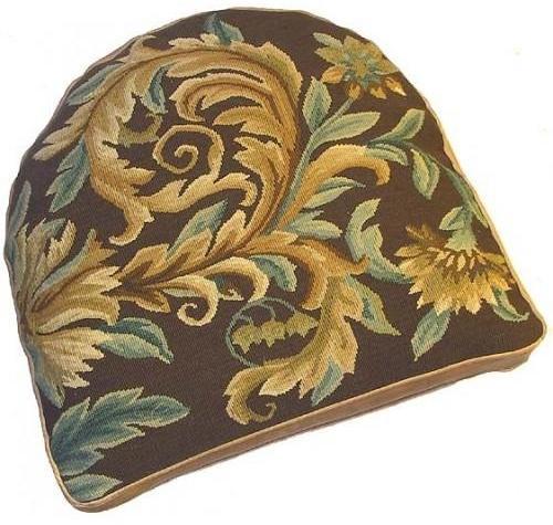 Chair Cushion Aubusson Floral 18x20 Gold New