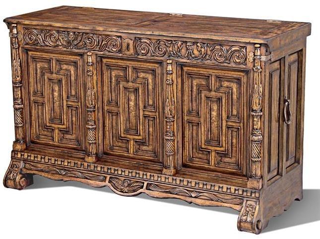 Plasma Console Scarborough House Carved Burl