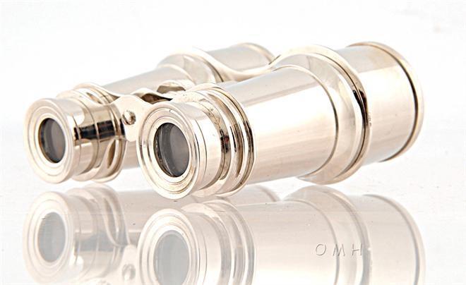 Binoculars Brass Leather New With Storage