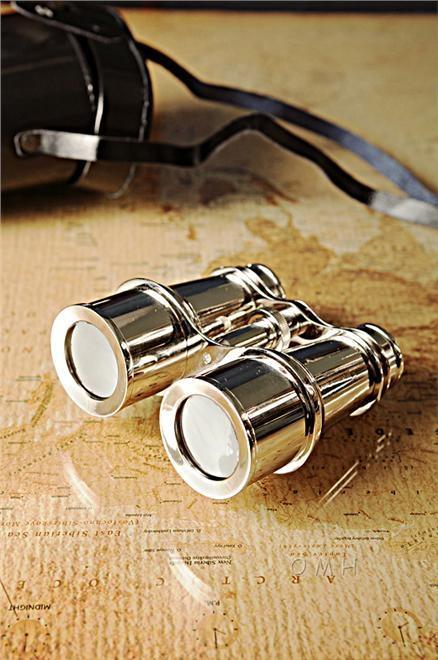 Binoculars Brass Leather New With Storage