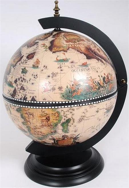 Globe 13-Inch White Wood Base New With Chess