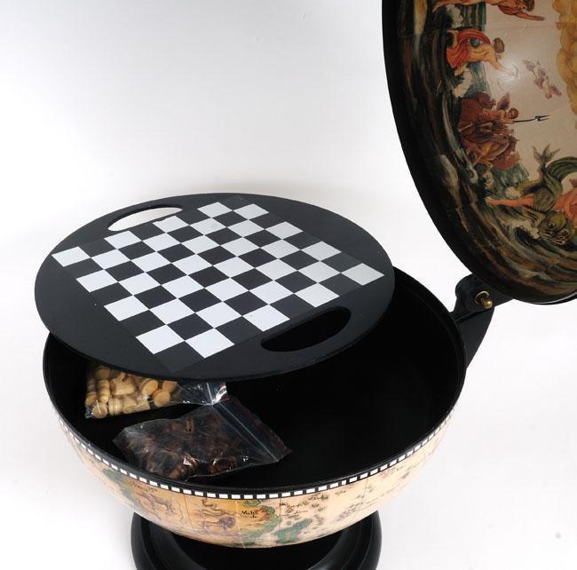 Globe 13-Inch White Wood Base New With Chess