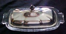 Silver Plated Covered Butter Dish Glass Base
