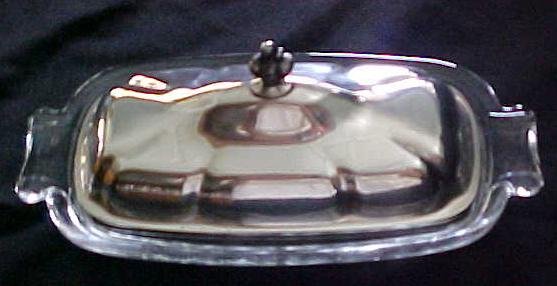 Silver Plated Covered Butter Dish Glass Base