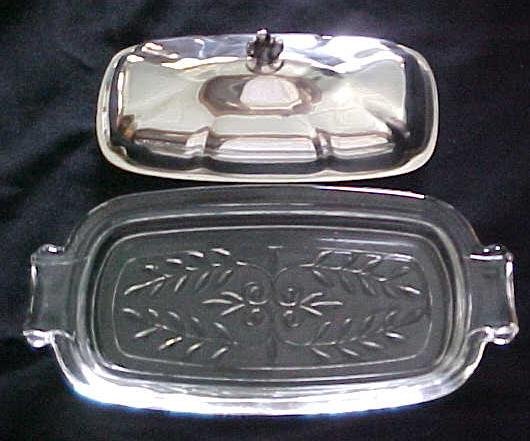 Silver Plated Covered Butter Dish Glass Base