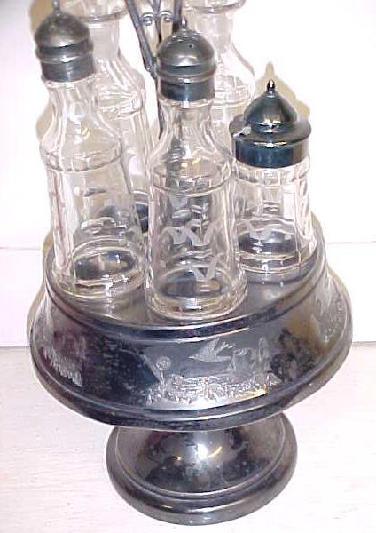 Aurora Cruet Canister Set Ornate Quadruple Silver Plated