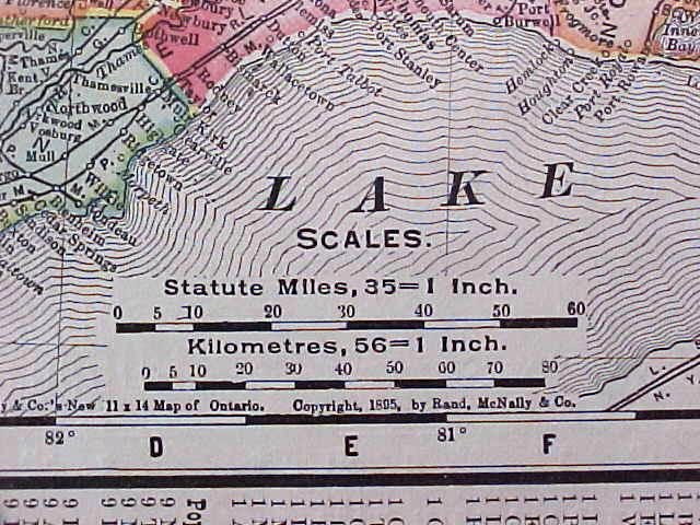 Map Ontario & Quebec 1907 Rand McNally