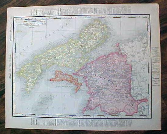 Map Nova Scotia & Manitoba 1907 Rand McNally