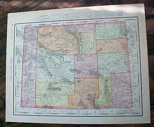 Map Nova Utah & Wyoming 1907 Rand McNally