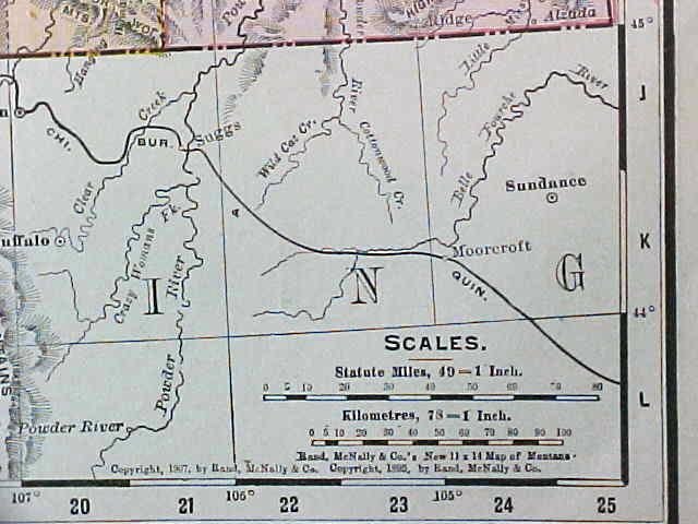 Map Nova Idaho & Montana 1907 Antique
