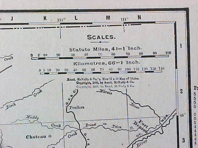 Map Nova Idaho & Montana 1907 Antique