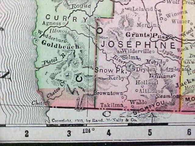 Map Washington & Oregon 1907 Antique
