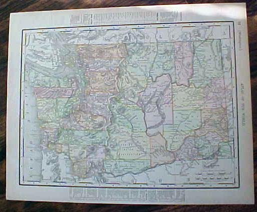 Map Washington & Oregon 1907 Antique