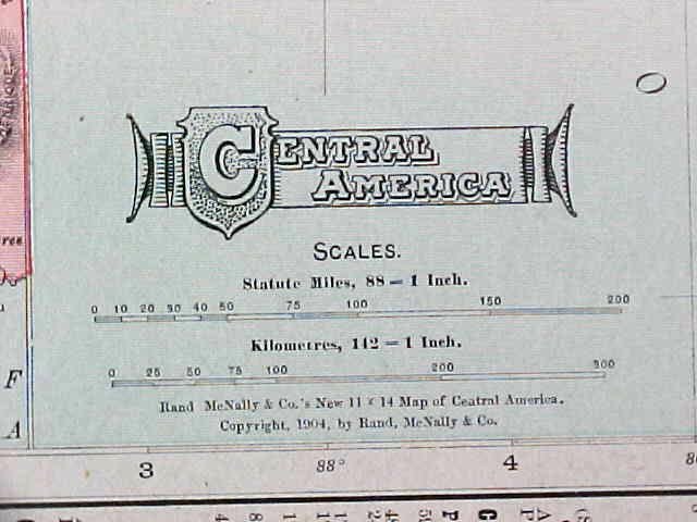Antique Map Mexico & Central America 1907 Rand McNally