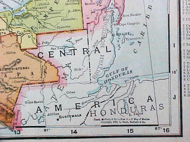 Antique Map Mexico & Central America 1907 Rand McNally