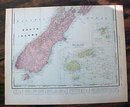 Antique Map Hawaii & New Zealand Figi 1907