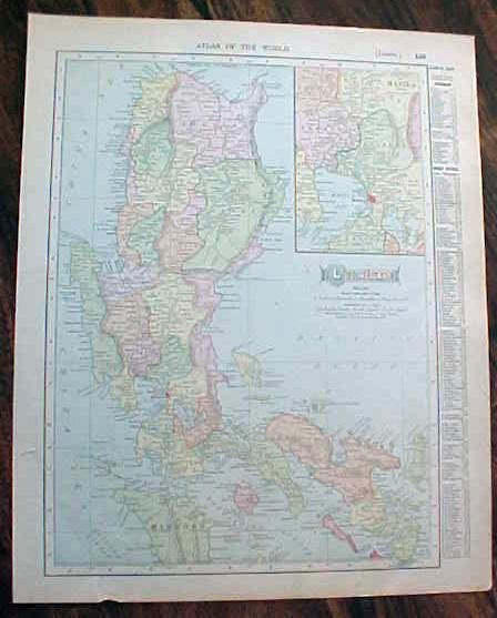 Antique Map Luzon Island Manila 1907 Solar System