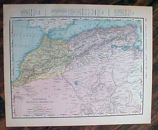 Antique Map Egypt & Algeria, Tunis 1907