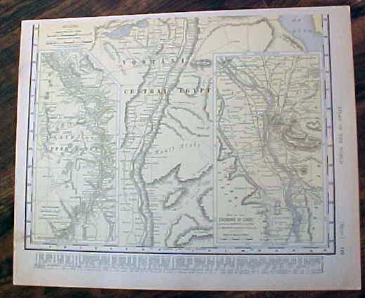 Antique Map Egypt & Algeria, Tunis 1907