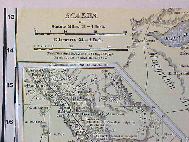 Antique Map Egypt & Algeria, Tunis 1907