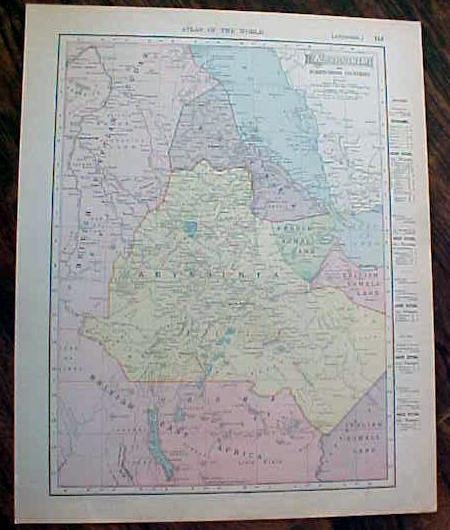 Antique Map Abyssinia & Oceania 1907