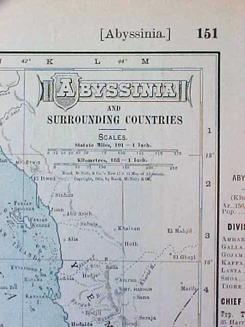 Antique Map Abyssinia & Oceania 1907