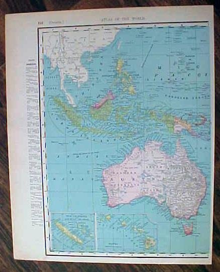 Antique Map Abyssinia & Oceania 1907