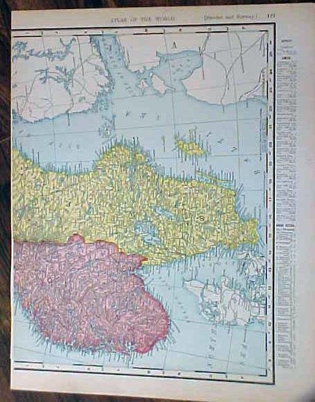 Antique Map Denmark & Sweden, Norway 1907