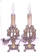 Candlestick Lamp Pair Lion Paw Footed Cast Metal