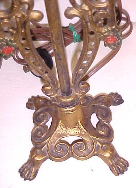 Candlestick Lamp Pair Lion Paw Footed Cast Metal
