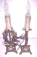 Candlestick Lamp Pair Lion Paw Footed Cast Metal
