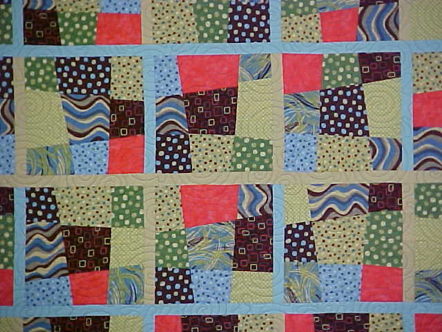 Quilt King Aqua Lime Brown Spot Crazy 101 x 102