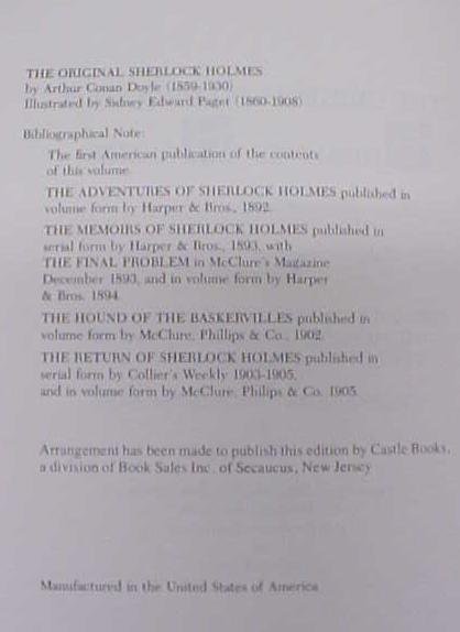 Original Illustrated Sherlock Holmes 1980