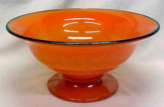 Lancaster Glass Pedastal Bowl Orange 1920's