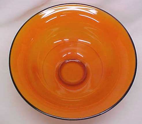 Lancaster Glass Pedastal Bowl Orange 1920's