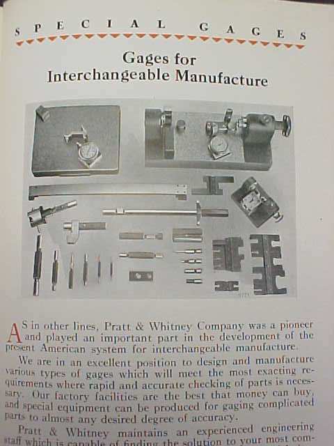 Pratt & Whitney 1929 Gages Catalog