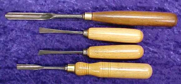 English Carving Chisels Nice Group of 4 Antique