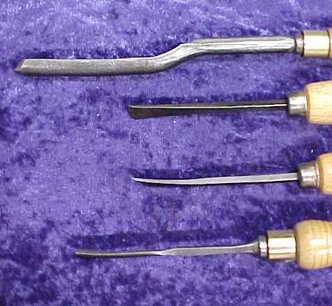 English Carving Chisels Nice Group of 4 Antique