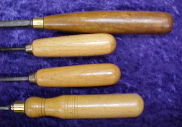 English Carving Chisels Nice Group of 4 Antique