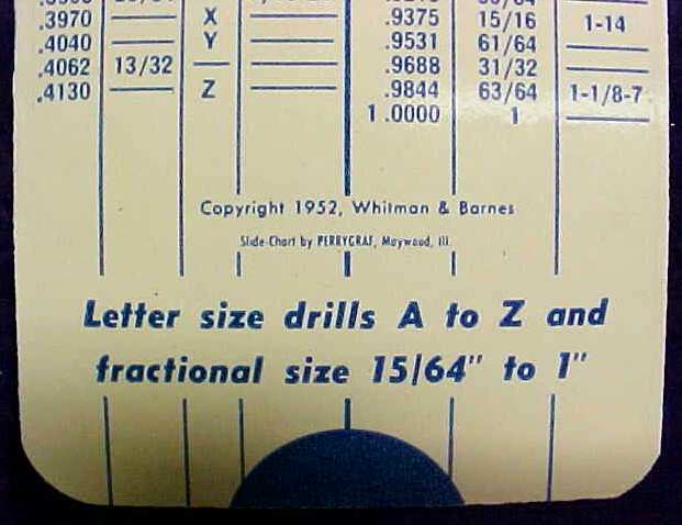 Whitman & Barnes Drill & Tap Selector