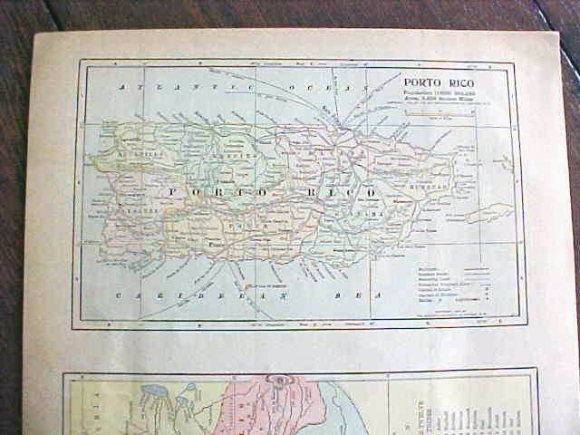 Antique Map Puerto Rico British Columbia 1901