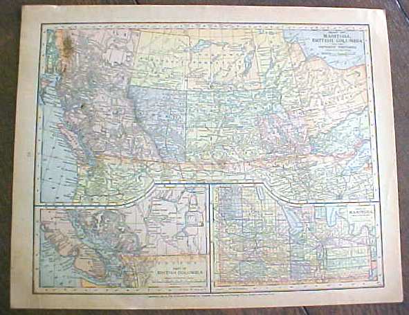 Antique Map Puerto Rico British Columbia 1901