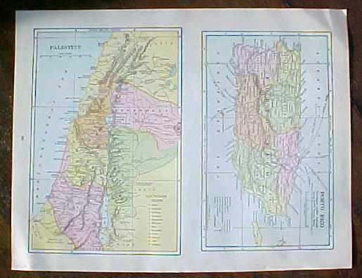 Antique Map Puerto Rico British Columbia 1906