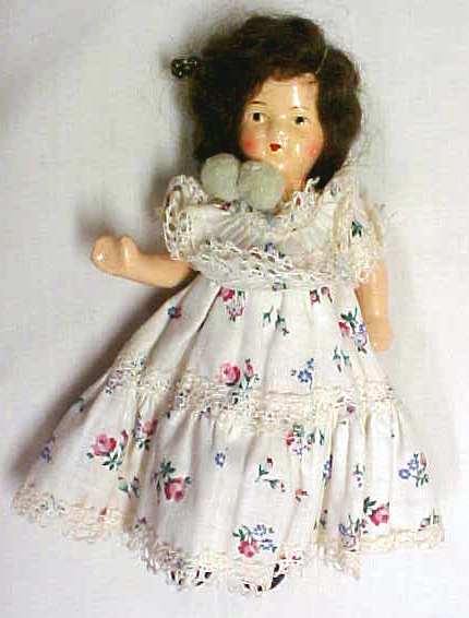 German Bisque Doll Jointed Mohair Wig Antique