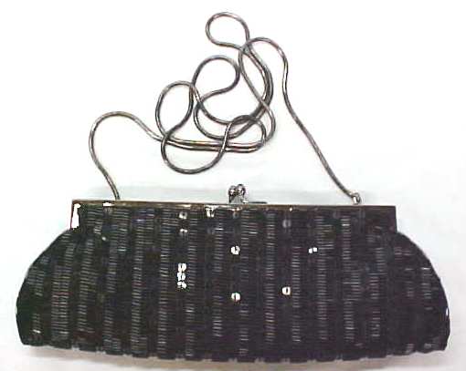 Evening Bag Black Beaded Elegant Deco Style